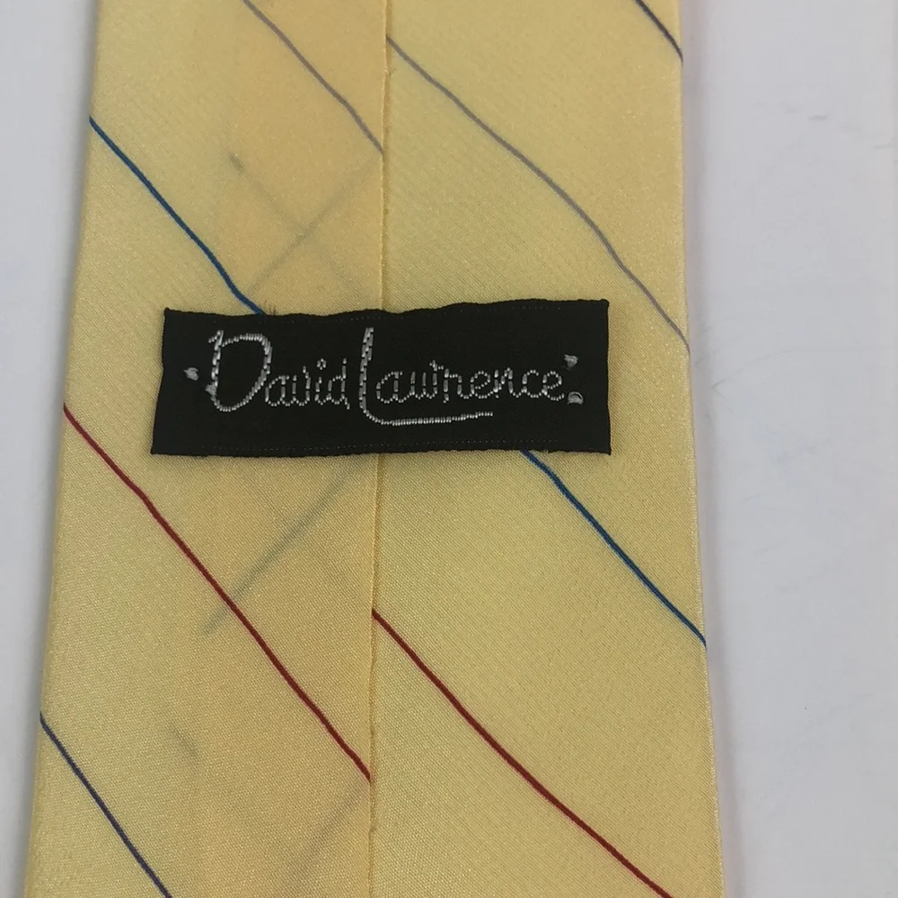 David Lawrence Silk Tie Pale Yellow Multicolored Stripe